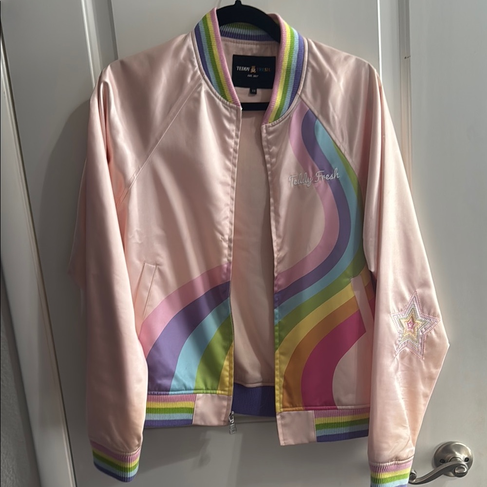 Teddy Fresh Rainbow Wave Satin Jacket